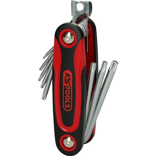 KS Tools 158.3530 CHROMEplus TX-Winkelstiftschlüssel-Klapphalter, Bohrung, 8-tlg. von KS Tools
