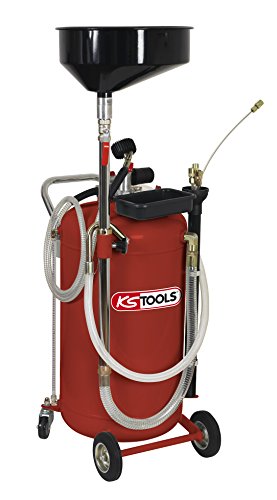 KS Tools 160.0003 – Ölauffangbehälter durch Schwerkraft und Absaugen – 90 l + 160.0004 – Entleerungs-Set für das Auto zum Auffangen und Umfüllen von Altölen – Ölablasser mit Mano von KS Tools