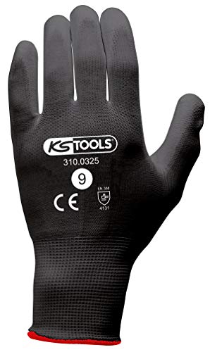 KS TOOLS - 310.0325 Mikrofaser-Handschuhe, schwarz, T.9, 12 Paar von KS Tools