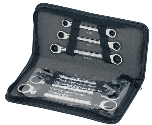 KS Tools 503.4557 GEARplus Doppel-Ratschenringschlüssel-Satz, 6-tlg. Lederetui von KS Tools