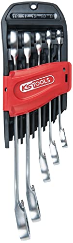 KS Tools 503.4661 GEARplus Ratschenringmaulschlüssel-Satz, umschaltbar, 5-tlg 8-19mm Satin-chrom von KS Tools