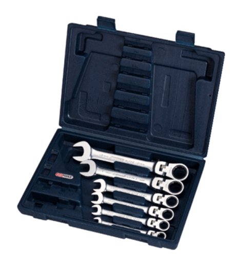 KS Tools 503.4859 GEARplus Gelenk-Ratschenringmaulschlüssel-Satz, 6-tlg.feststellbar von KS Tools