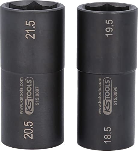 KS Tools 515.0895 1/2" Spezial-Alu-Felgen-Kraft-Stecknuss-Satz für Ford, 18,5 / 19,5 / 20,5 / 21,5 mm, 2-tlg von KS Tools