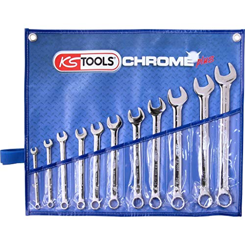 KS Tools 518.3000 CHROMEplus Ringmaulschlüssel-Satz, abgewinkelt, 11-tlg. Zoll von KS Tools