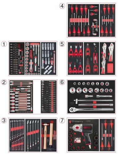 KS Tools 714.0337 – Werkzeugset 7 Schubladen für Werkstattwagen – 337 Teile von KS Tools