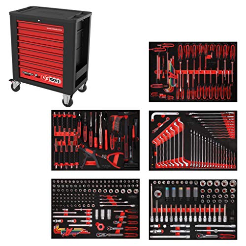 KS Tools 815.5299 PERFORMANCEplus Werkstattwagen P15 mit 8 Schubladen, bestückt mit 299 Werkzeugen in 5 Einlagen für 5 Schubladen von KS Tools