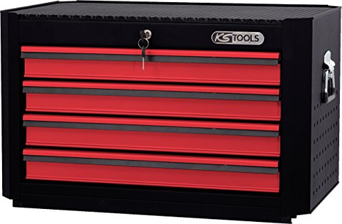 KS Tools 876.0014 MASTERline Werkstattwagenaufsatz, mit 4 Schubladen schwarz/rot von KS Tools