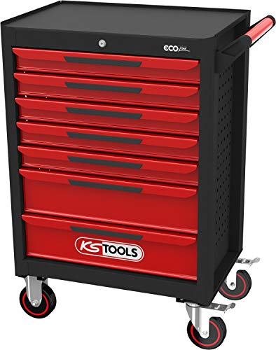 KS Tools 897.0007 ECOline SCHWARZ/ROT Werkstattwagen mit 7 Schubladen von KS Tools