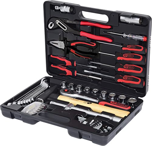 KS Tools 911.0650 1/2 Zoll Werkzeug-Satz | inklusive Umschaltknarre, 45-Zahn | matt satiniert | 50-tlg. von KS Tools