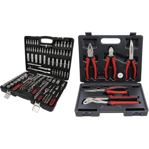 KS Tools 917.0779 1/4 Zoll + 3/8 Zoll + 1/2 Zoll Steckschlüssel-Satz | mit 3 Umschaltknarren, 72-Zahn | matt satiniert | 179-tlg. & BGS Do it yourself 330 | Zangen-Satz | 5-tlg. von KS Tools