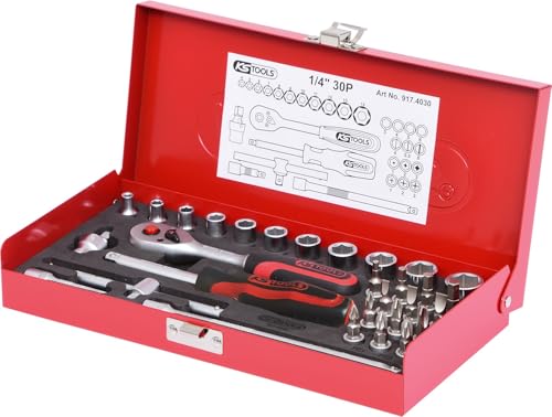KS Tools 917.4030 1/4" Steckschlüssel-Satz, 30-tlg., Matt Satiniert KS Tools 917.4030 1/4" Steckschlüssel-Satz, 30-tlg., Matt Satiniert von KS Tools