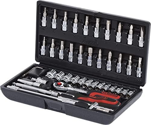 KS Tools 918.0646 1/4 Zoll CHROMEplus Steckschlüssel-Satz | inklusive Umschaltknarre, 45-Zahn | hochglanz verchromt | 46-tlg. von KS Tools