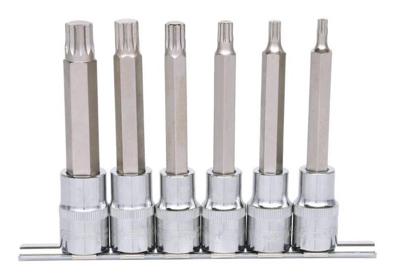 KS Tools Bit-Set CHROMEplus, 6-St., 1/2" Stecknuss-Satz XZN, lang, 6-teilig M5-M14 von KS Tools