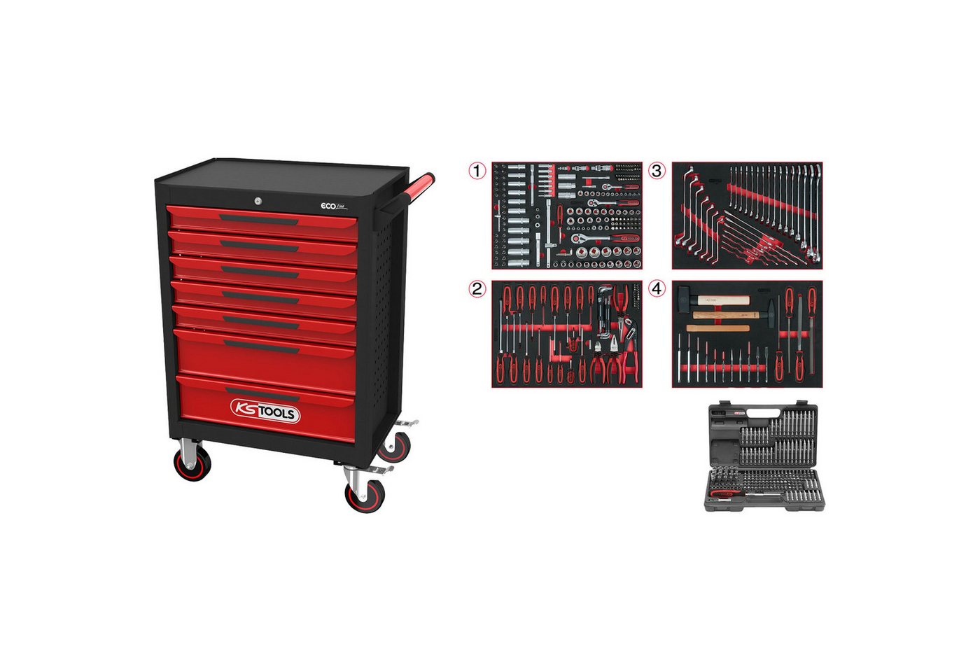 KS Tools Bit- und Steckschlüsselset KS TOOLS ECOline SCHWARZ/ROT Werkstattwagen mit 7 Schubladen und ... KS Tools Bit- und Steckschlüsselset KS TOOLS ECOline SCHWARZ/ROT Werkstattwagen mit 7 Schubladen und ... von KS Tools