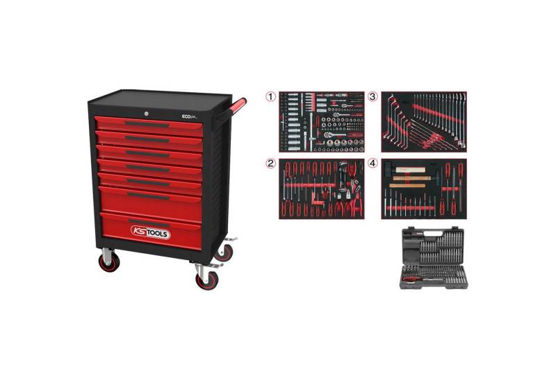 KS Tools Werkstattwagen KS TOOLS ECOline SCHWARZ/ROT Werkstattwagen mit 7 Schubladen und ... von KS Tools