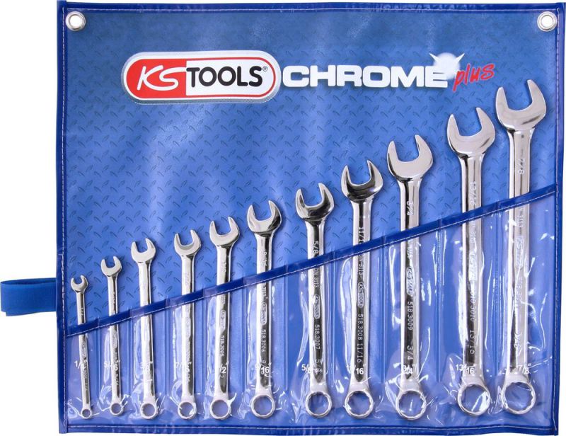 KS Tools CHROMEplus Ringmaulschlüssel-Satz, abgewinkelt, 11-tlg Zoll - 518.3000 von KS-Tools