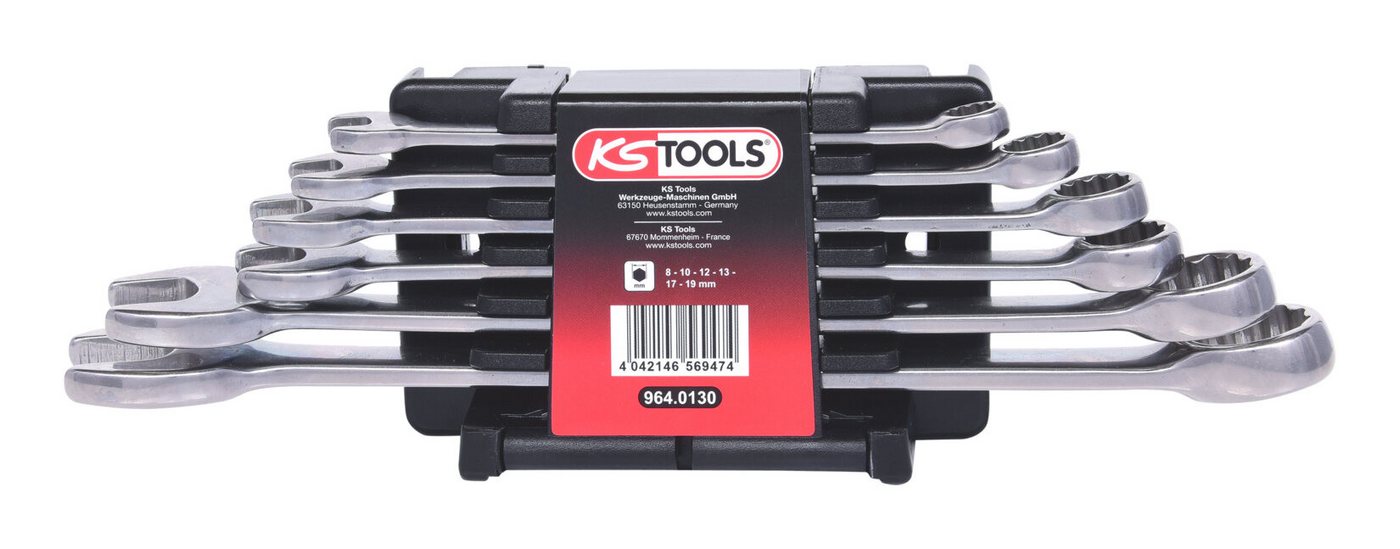 KS Tools Gabel- und Ringschlüssel (6 St), Edelstahl Ringmaulschlüssel-Satz, abgewinkelt, 6-teilig von KS Tools