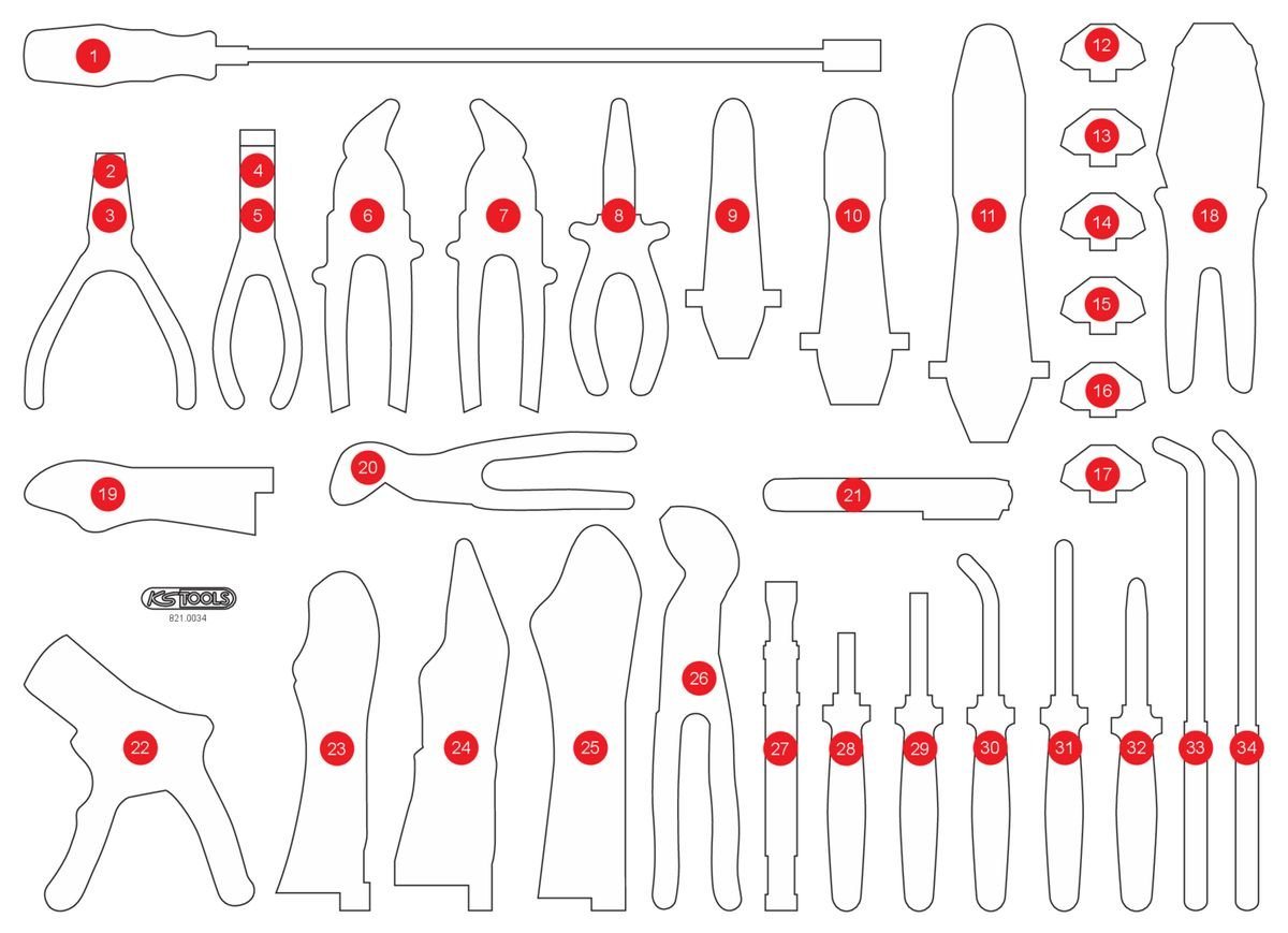 KS Tools Gabel- und Ringschlüssel Leere Schaumstoffeinlage zu 821.0034 (821.0034-97) von KS Tools