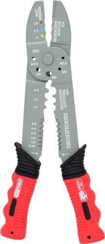 KS Tools Multifunktions-Crimpzange für isolierte und unisolierte Kabelschuhe, 220mm, auf Hänger von KS Tools
