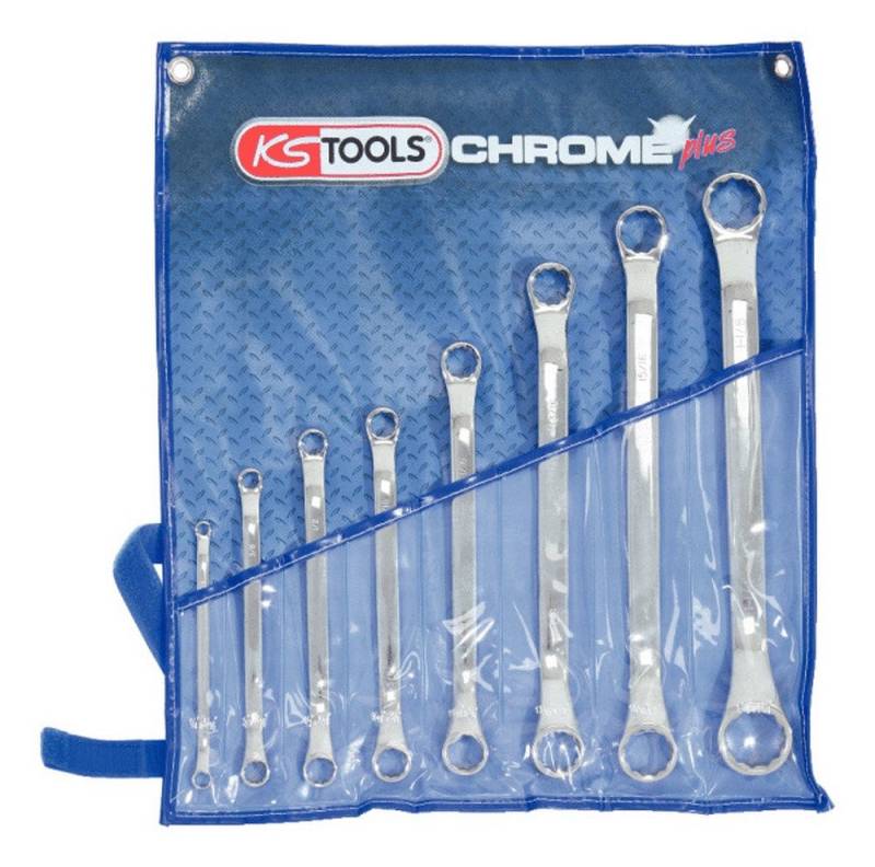 KS Tools Ringschlüssel CHROMEplus (6 St), DoppelSatz, gekröpft, 6-teilig von KS Tools