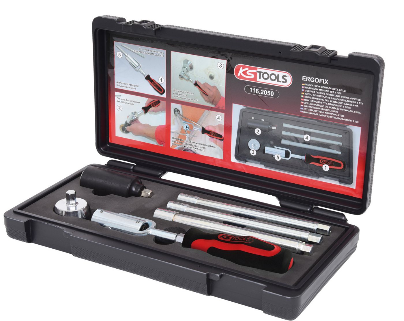 KS Tools Ringschlüssel Waschtisch-Montage-Satz, 6-tlg (116.2050) von KS Tools