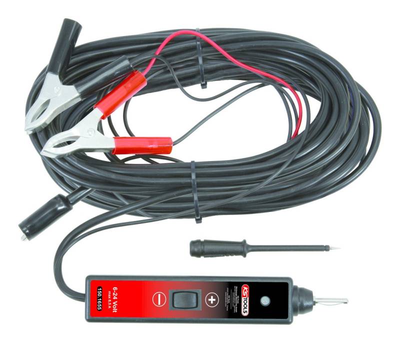 KS Tools Spannungsprüfer, Funktionsprüflampe 6-24V DC mit 25 Meter Kabel von KS Tools