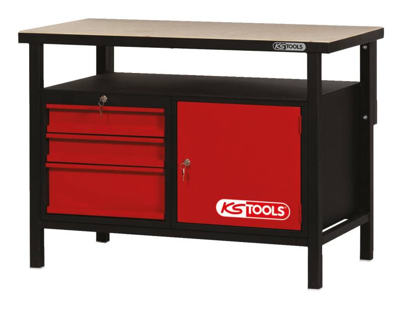 KS Tools Werkbank, Mit Schubladen und 1 Tür, H840xB1200xT600mm von KS Tools