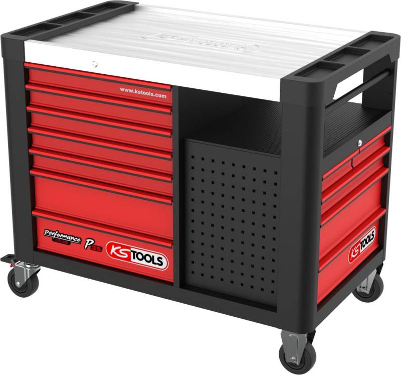 KS Tools Werkzeugwagen PERFORMANCEplus P35 SCHWARZ/ROT Werkstattwagen mit 12 Schubladen von KS Tools
