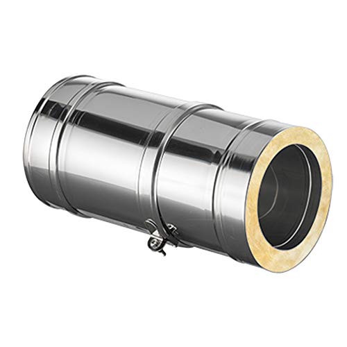 DW Complete Schiebeelement 270-375mm 130mm 25mm Dämmung Ofenrohr Rauchrohr Kaminrohr Doppelwandig Edelstahlschornstein Isoliert gedämmt von KS24