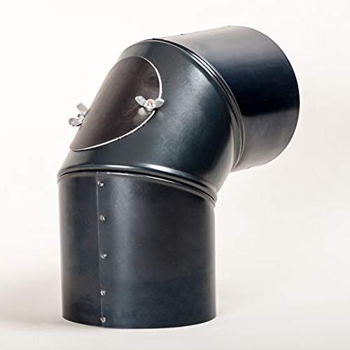 Rauchrohr, Ofenrohr Bogen drehbar mit Tür gebläut 110 ø 0,6mm stark von KS24