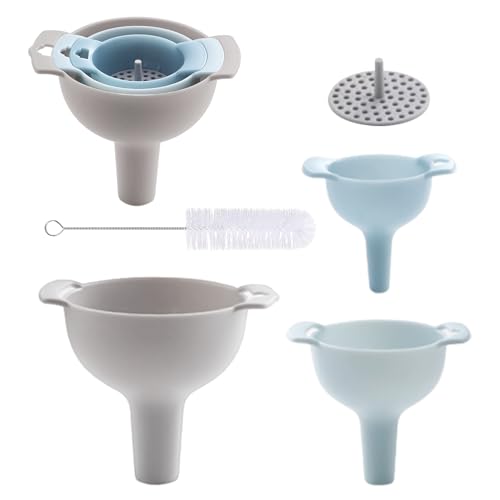 3-Teiliger Trichter Mit 1 Kleiner Bürste, Kunststoff-Trichter-Set, 4-in-1-Trichter Mit Filter, Multifunktionales Trichter-Set, Trichter-Küchen-Set, Küchenzubehör von KSBBHDS