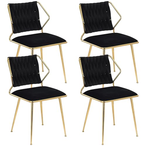 KSFASHZ Esszimmerstühle, 4er-Pack, schwarz, Wohnzimmerstühle mit goldenen Beinen, moderner Esszimmerstuhl, 4 Dining-Stühle, Set mit 4 modernen Esszimmerstühlen, Wohnzimmerstuhl von KSFASHZ