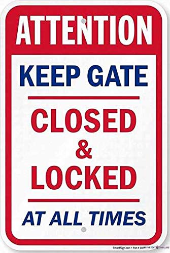 KSFEITING Blechschild Metall Warnschild Keep Gate Closed and Locked at All Times 20 x 30 cm (Höhe Länge) Bürobedarf Aluminiumschild von KSFEITING