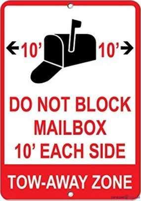 Straßenschild, Warnschild "Do Not Block Mailbox", 30,5 cm pro Seite, Abschleppzone, Wandkunst für drinnen und draußen, 30,5 x 20,3 cm, Aluminium-Blechschild von KSFEITING