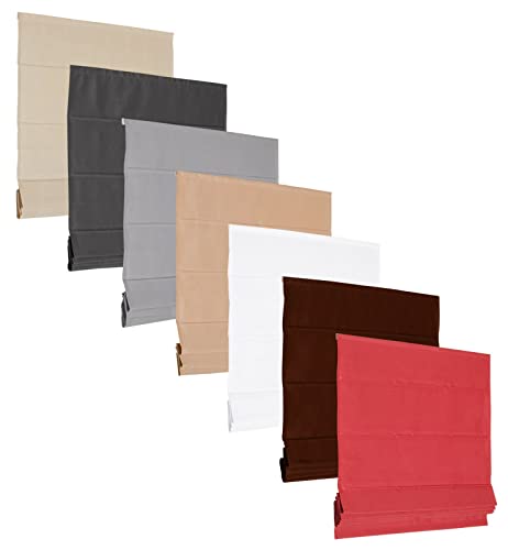 Basic RAFFROLLO FALTROLLO RAFFGARDINE ANTRAZIT GRAU Weiss Schoko ROT BEIGE Mocca - 12 Größen - 7 Farben (beige, 100x175 cm) von KSHANDEL24