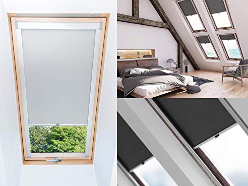 Dachfensterrollo Thermo verdunkelnd für Velux Fakro Fenster Dachrollo - 15 Größen - 6 Farben (Fakro hellgrau, 78/118) von KSHANDEL24