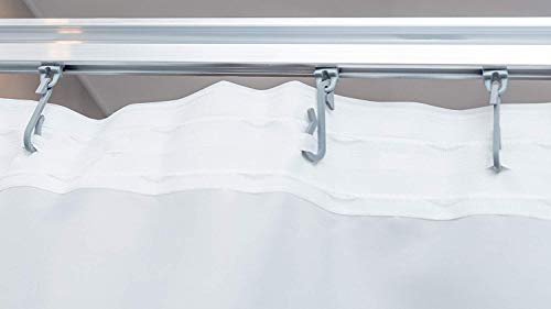 KSHANDEL24 Textil DUSCHVORHANG Weiss 240x200 cm MIT GARDINENBAND UND Haken GARDINE FENSTERVORHANG Shower Curtain White von KSHANDEL24