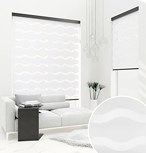 Premium DOPPELROLLO Welle WEIß mit Alu Kassette (100x250 cm, Kassettenfarbe: schwarz) von KSHANDEL24