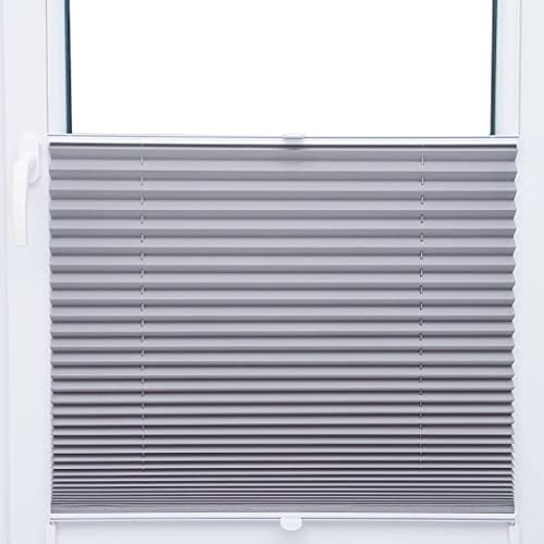 Thermo Black Out PLISSEE 130x200 cm FALTROLLO HELLGRAU Silber METALLIC 100% VERDUNKELND - MEGA Auswahl - von KSHANDEL24
