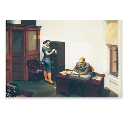 KSHAO ATHQW Edward Hopper Poster Arbeitsplatz《Nachtbüro》Wandkunst Edward Hopper Drucke Edward Hopper Leinwandgemälde für zu Hause Wanddekoration Bild 30x40cm Kein Rahmen von KSHAO ATHQW