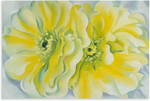 KSHAO ATHQW Georgia O'Keeffe Poster Zwei Große Gelbe Blumen Leinwand Wandkunst Moderne Malerei Georgia O'Keeffe Drucke Für Wohnkultur Bild 60x40cmx1 Kein Rahmen von KSHAO ATHQW