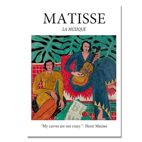 KSHAO ATHQW Henri Matisse Ausstellungsdrucke und Poster, La Musique, nordisches Leinwandgemälde, Henri Matisse, Wandkunst für Wohnzimmer, Dekorbild, 60 x 80 x 1, ohne Rahmen von KSHAO ATHQW