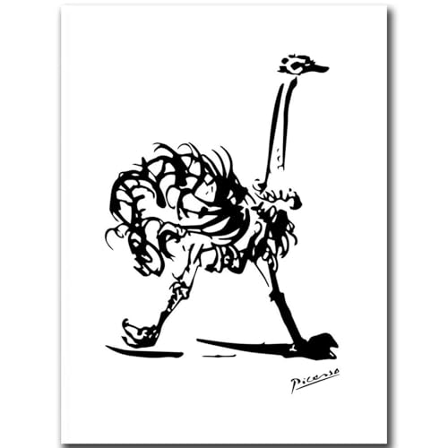 KSHAO ATHQW Pablo Picasso Poster Line Struzzo Wandkunst Minimalistisch Weiß Schwarz Leinwand Malerei Pablo Picasso Drucke für Home Decor Picture 20 x 30 cm ohne Rahmen von KSHAO ATHQW
