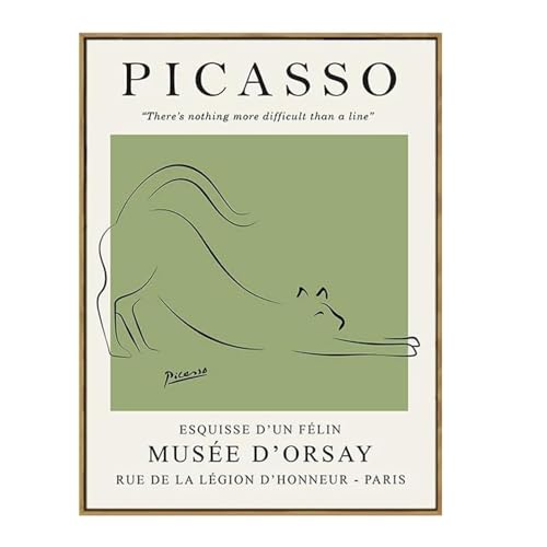 KSHAO ATHQW Pablo Picasso Wall Art Line Drawing Poster Modernes einfaches Poster auf Leinwand Picasso Cat Drucke für Wohnzimmer Decor Wall Picture 20 x 30 x 1 ohne Rahmen von KSHAO ATHQW