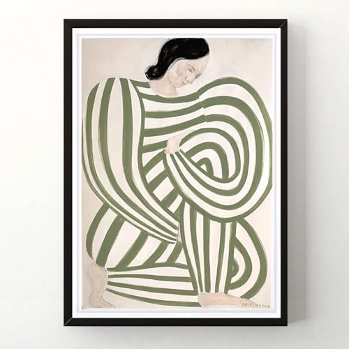 KSHAO ATHQW Sofia Lind Poster Und Drucke Gestreifte Kleidung Figuren Leinwand Malerei Minimalistisch Wandkunst Wohnzimmer Schlafzimmer Flur Dekor Bild 30x40cm Kein Rahmen von KSHAO ATHQW