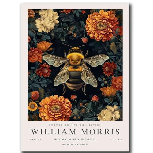 KSHAO ATHQW William Morris Poster Biene Blumen Wandkunst William Morris Leinwand Malerei Moderne Drucke Für Wohnzimmer Home Bilder Dekoration 60x80cmx1 Kein Rahmen von KSHAO ATHQW