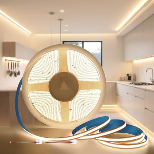 KSIBNW 24V COB LED Streifen Neutralweiß, 5M Selbstklebend LED Strip 4000K Licht Band 8mm Breite CRI90+ 320LEDs/m Flexibel LED Leiste für Wohnmobil Küche Schlafzimmer Dekoration, Ohne Netzteil von KSIBNW