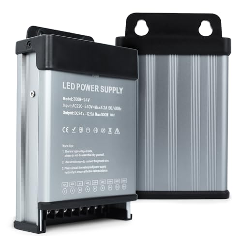 KSIBNW 24V Netzteil Trafo 300W Transformator IP44, LED Treiber Outdoor Wasserdicht Schaltnetzteil 230V auf DC 24V 12,5A Elektronischer Schalt Niedervolttrafo Konstantspannungs Außen für LED Streifen von KSIBNW
