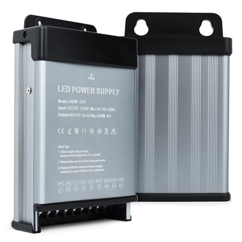 KSIBNW 24V Netzteil Trafo 400W Transformator IP44, LED Treiber Outdoor Wasserdicht Schaltnetzteil 230V auf DC 24V 16,6A Elektronischer Schalt Niedervolttrafo Konstantspannungs Außen für LED Streifen von KSIBNW