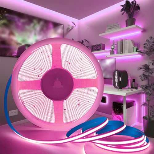 KSIBNW COB LED Streifen 5M, Selbstklebend 12V LED Strip Rosa Licht Band 8mm Breite CRI90+ 320LEDs/m Flexibel Strip Lights für Home Dekoration, Zimmer, Party, Schlafzimmer, Ohne Netzteil KSIBNW COB LED Streifen 5M, Selbstklebend 12V LED Strip Rosa Licht Band 8mm Breite CRI90+ 320LEDs/m Flexibel Strip Lights für Home Dekoration, Zimmer, Party, Schlafzimmer, Ohne Netzteil von KSIBNW